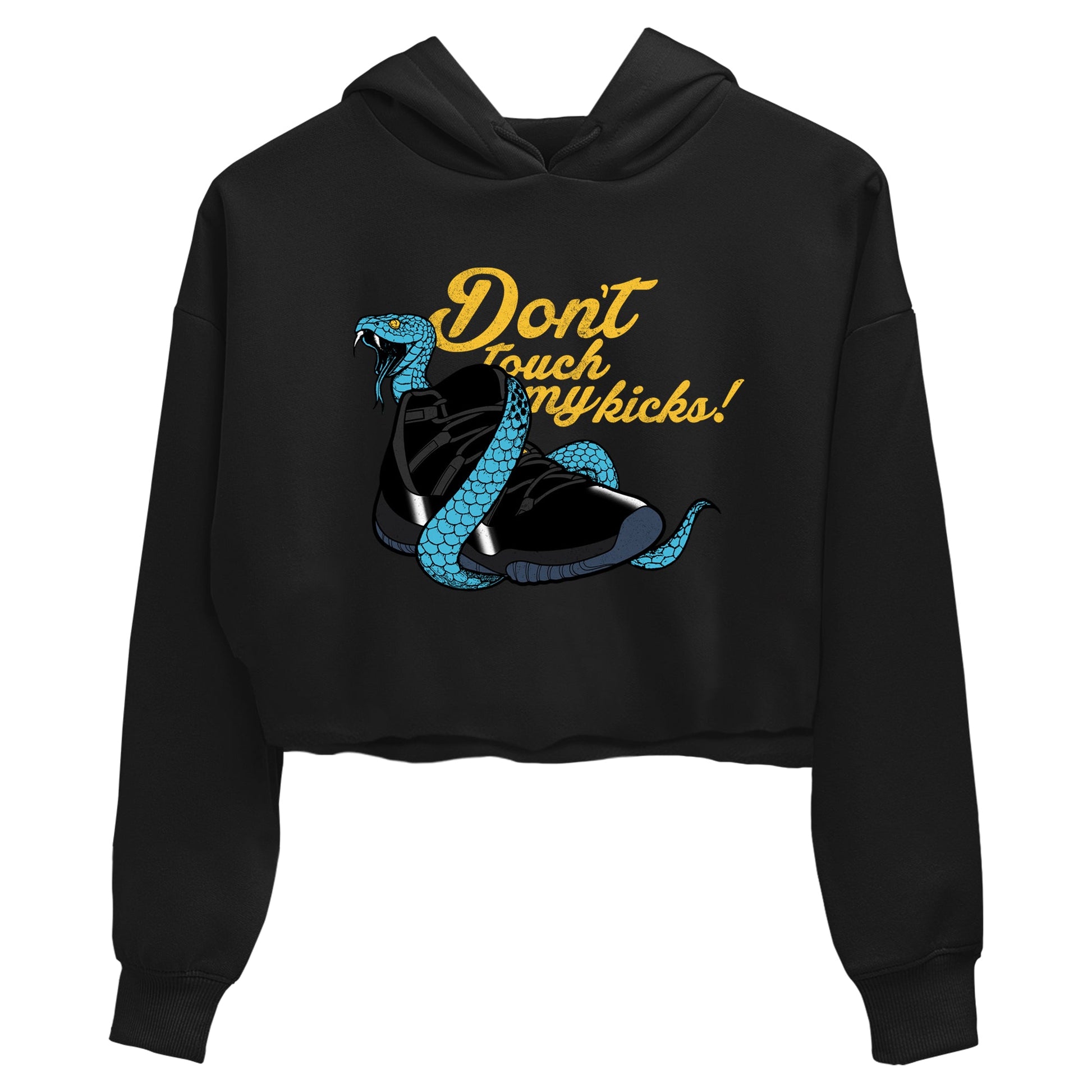 Sneaker match tees – Sneaker Tees To Match Air Jordan 11 Gamma Shoes – Don't Touch My Kicks Crop T-Shirt Black 2