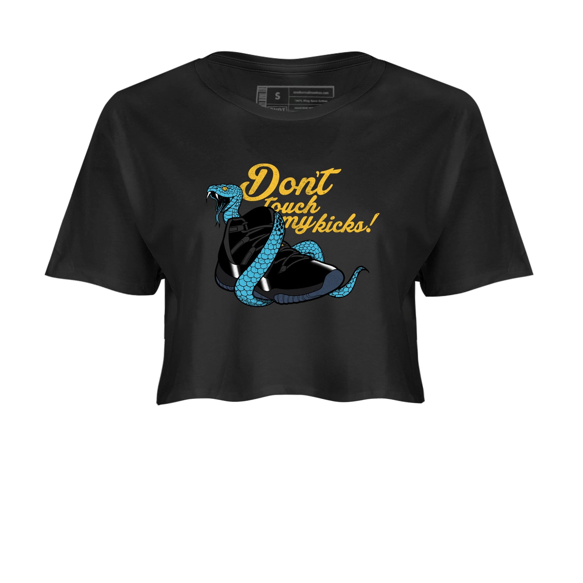 Sneaker match tees – Sneaker Tees To Match Air Jordan 11 Gamma Shoes – Don't Touch My Kicks Crop T-Shirt Black 2