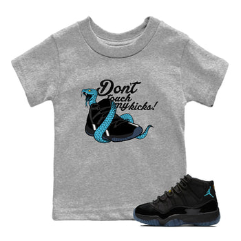 Sneaker match tees – Sneaker Tees To Match Air Jordan 11 Gamma Shoes – Don't Touch My Kicks Kids T-Shirt Heather Grey 1