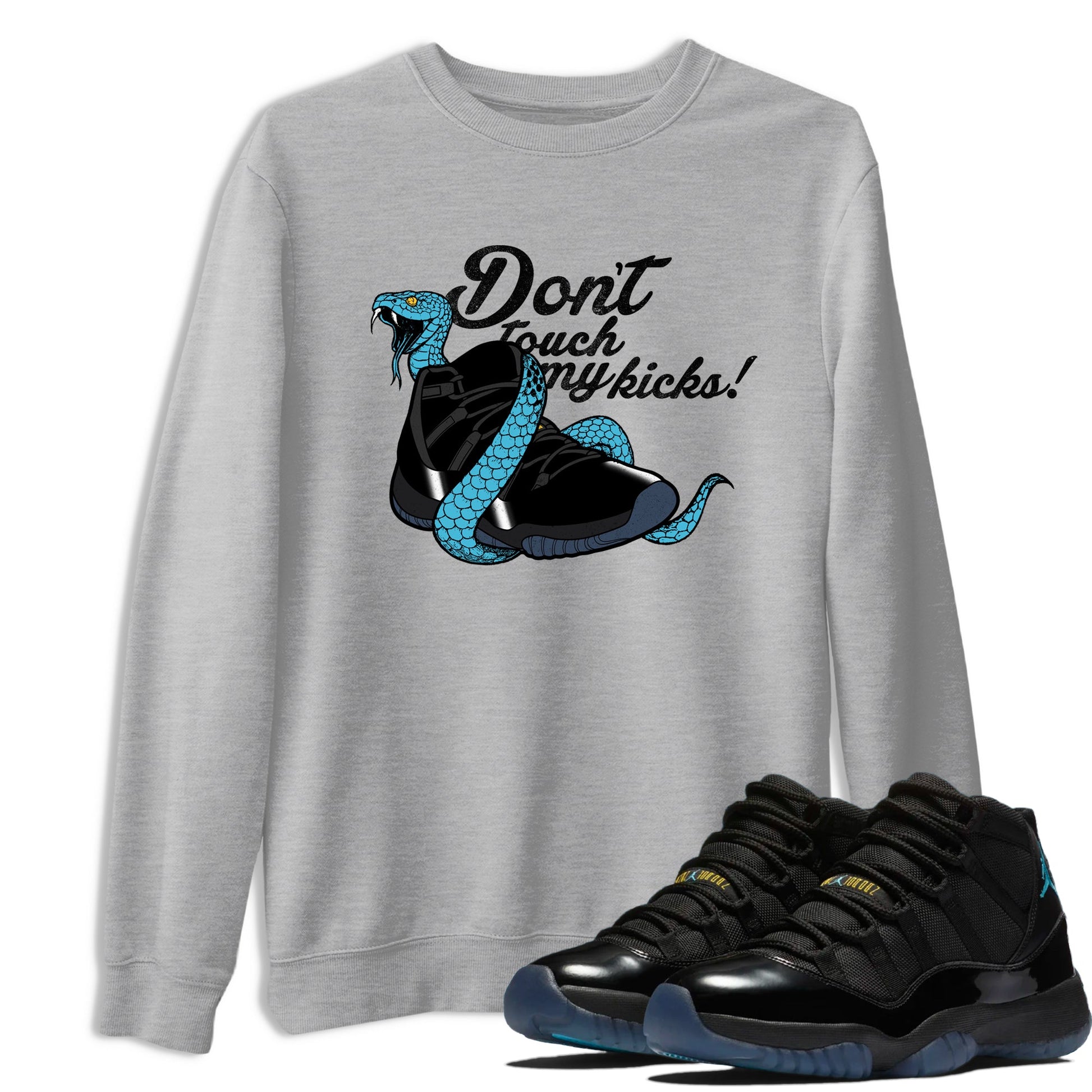 Sneaker match tees – Sneaker Tees To Match Air Jordan 11 Gamma Shoes – Don't Touch My Kicks Tee Heather Grey 1