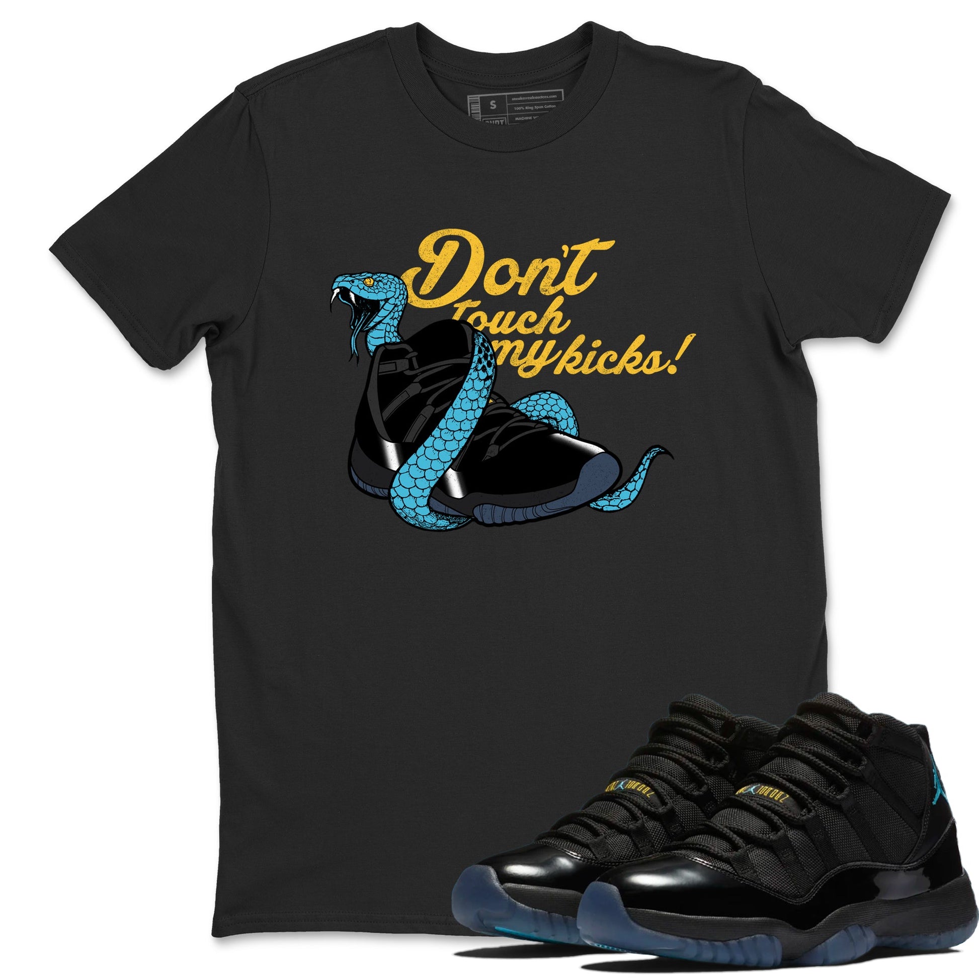 Sneaker match tees – Sneaker Tees To Match Air Jordan 11 Gamma Shoes – Don't Touch My Kicks Tee Black 1