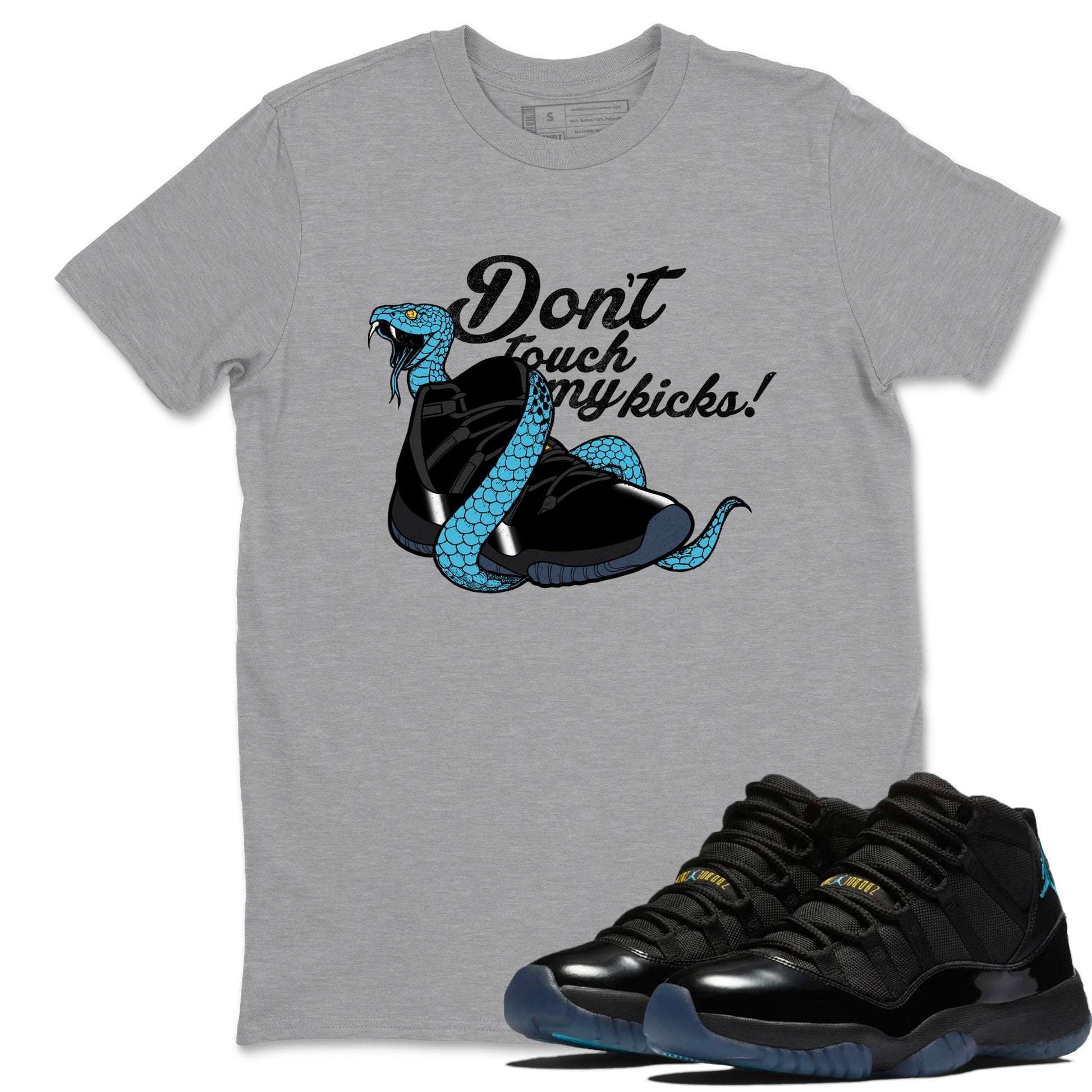 Sneaker match tees – Sneaker Tees To Match Air Jordan 11 Gamma Shoes – Don't Touch My Kicks Tee Heather Grey 1