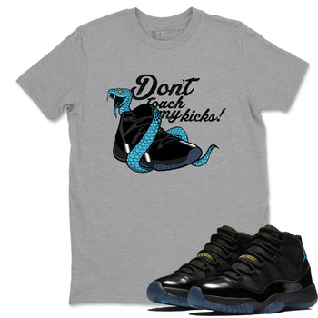 Sneaker match tees – Sneaker Tees To Match Air Jordan 11 Gamma Shoes – Don't Touch My Kicks Tee Heather Grey 1