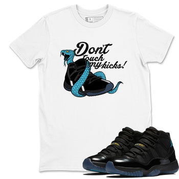 Sneaker match tees – Sneaker Tees To Match Air Jordan 11 Gamma Shoes – Don't Touch My Kicks Tee White 1