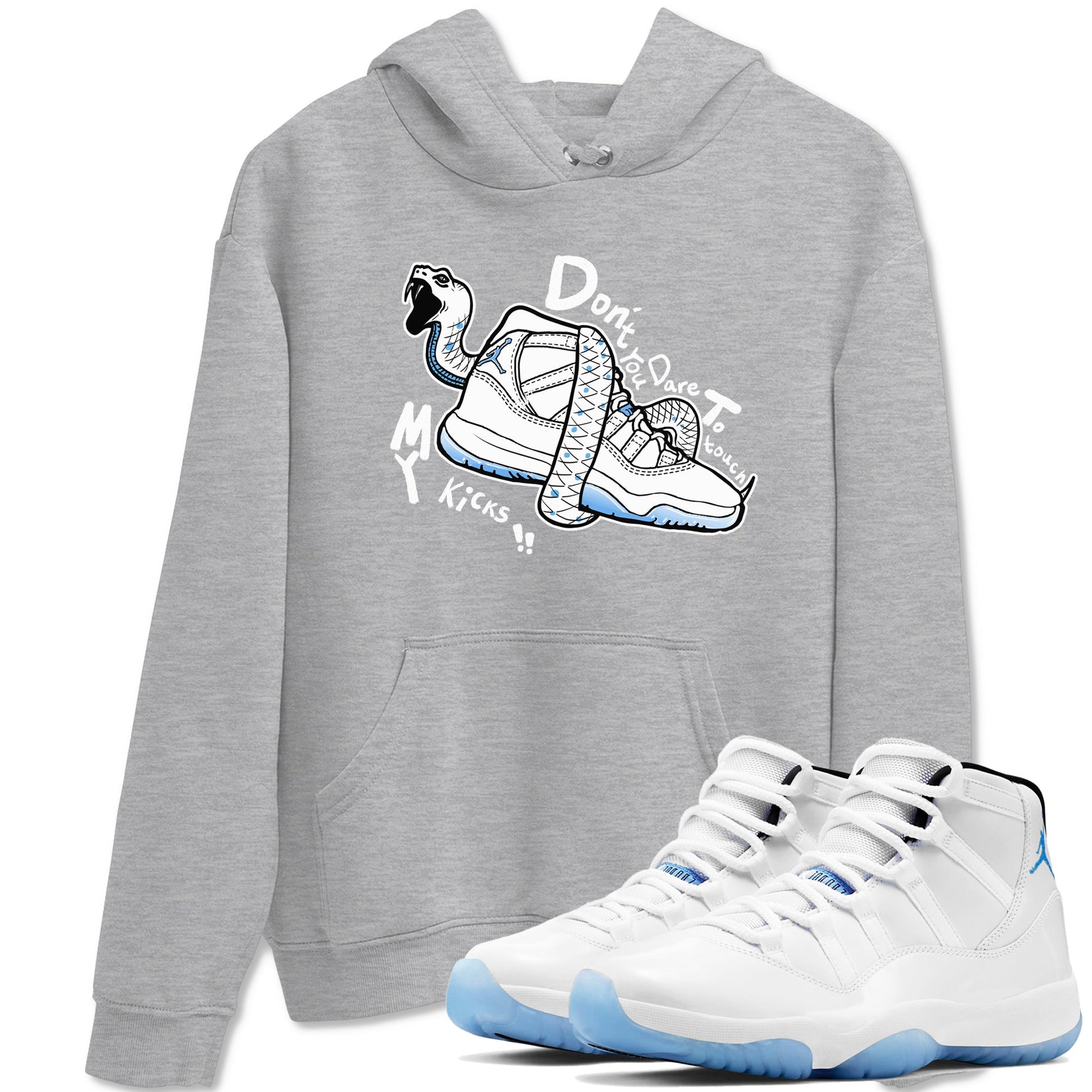 11s Legend Blue shirts to match jordans Don't Touch My Kicks best t shirts to wear with jordans AJ11 Retro Legend Blue match shoes to clothes SNRT Sneaker Tees unisex cotton Heather Grey 1 shirts