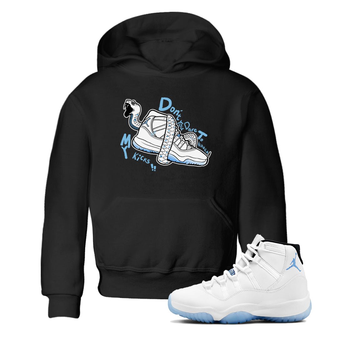 11s Legend Blue shirts to match jordans Don't Touch My Kicks best t shirts to wear with jordans AJ11 Retro Legend Blue match shoes to clothes SNRT Sneaker Tees Youth Baby Black 1 tee