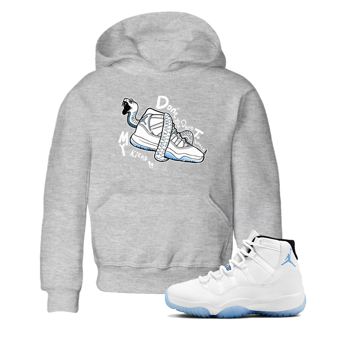 11s Legend Blue shirts to match jordans Don't Touch My Kicks best t shirts to wear with jordans AJ11 Retro Legend Blue match shoes to clothes SNRT Sneaker Tees Youth Baby Heather Grey 1 tee