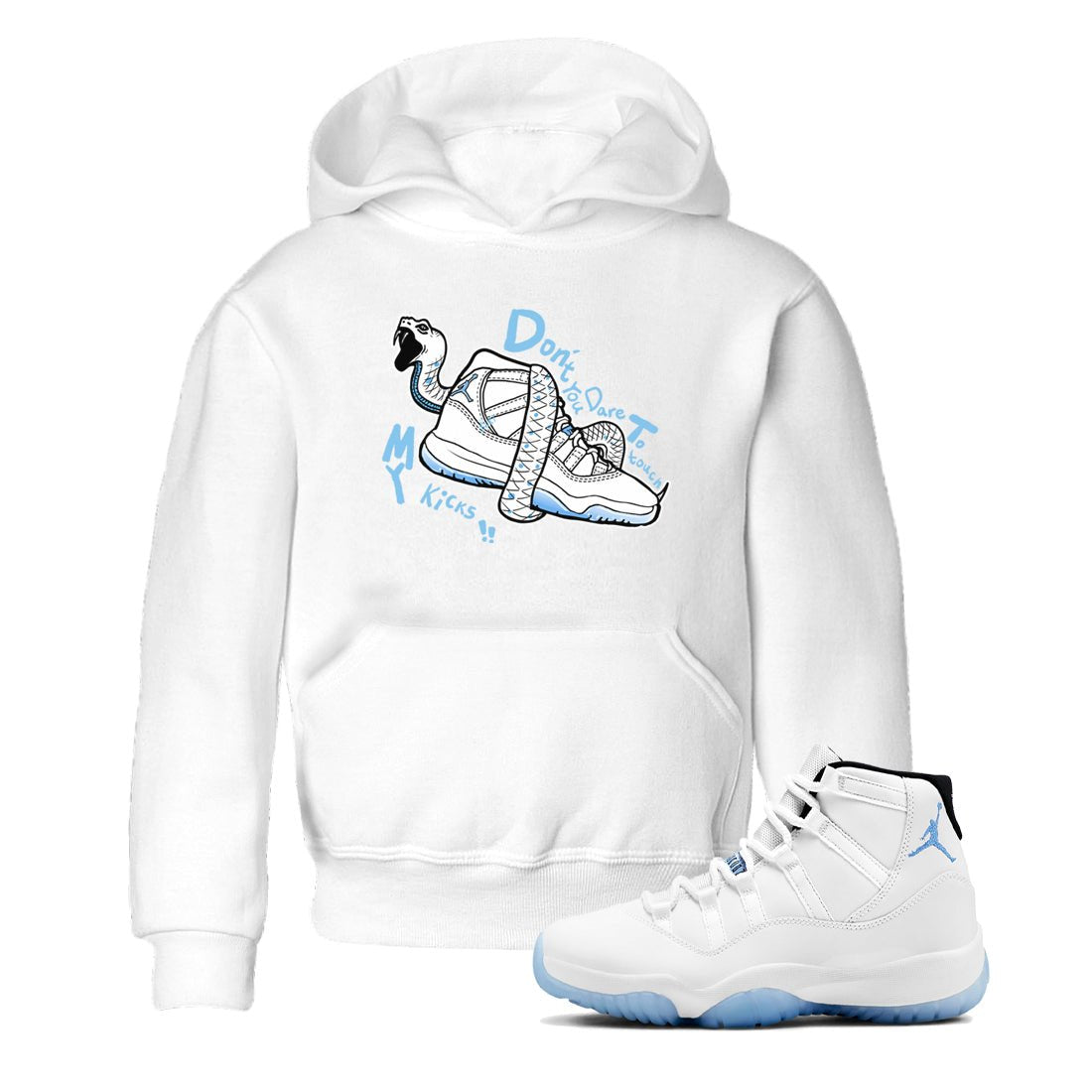11s Legend Blue shirts to match jordans Don't Touch My Kicks best t shirts to wear with jordans AJ11 Retro Legend Blue match shoes to clothes SNRT Sneaker Tees Youth Baby White 1 tee