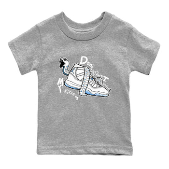 11s Legend Blue shirts to match jordans Don't Touch My Kicks best t shirts to wear with jordans AJ11 Retro Legend Blue match shoes to clothes SNRT Sneaker Tees Youth Baby Heather Grey 2 tee