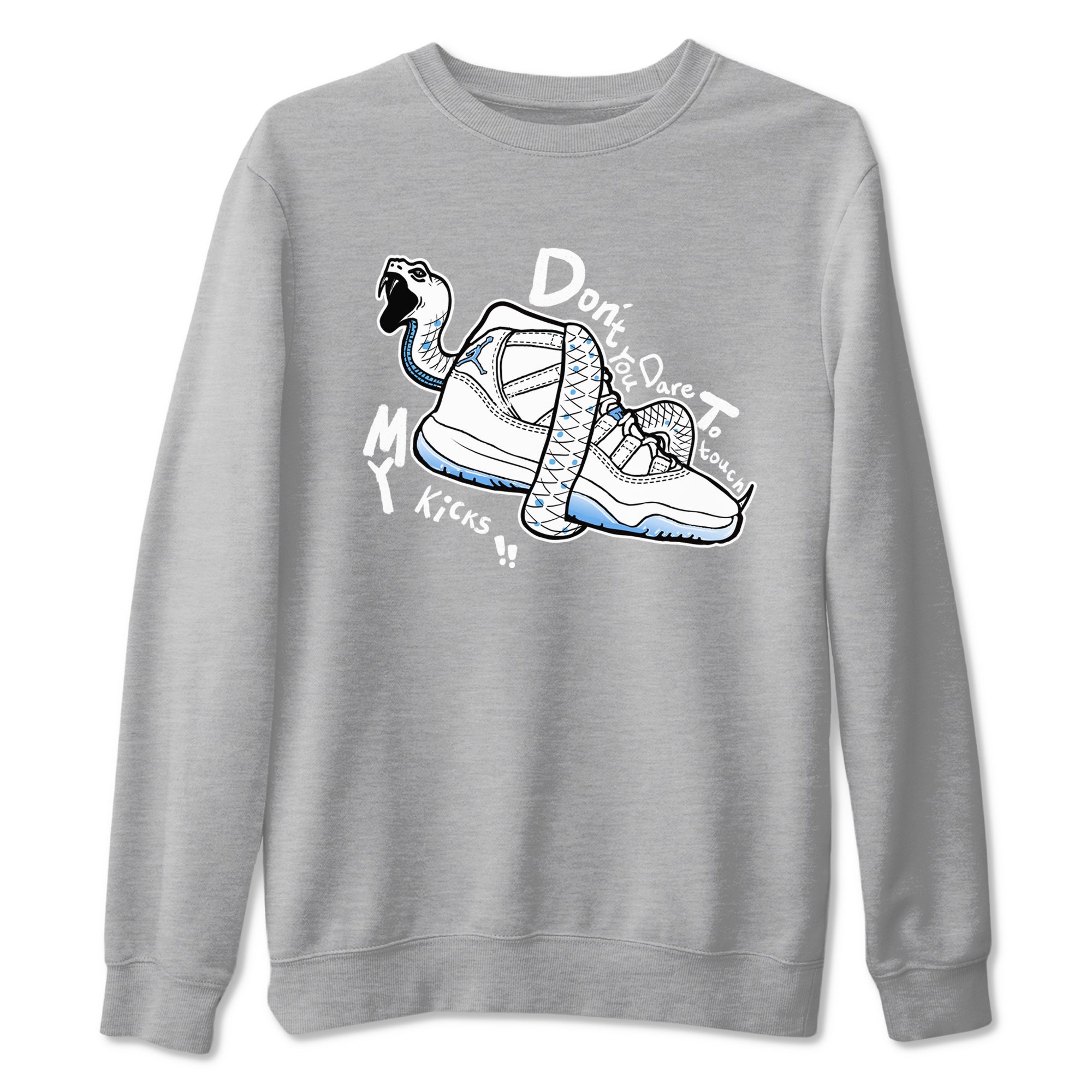 11s Legend Blue shirts to match jordans Don't Touch My Kicks best t shirts to wear with jordans AJ11 Retro Legend Blue match shoes to clothes SNRT Sneaker Tees unisex cotton Heather Grey 2 shirts