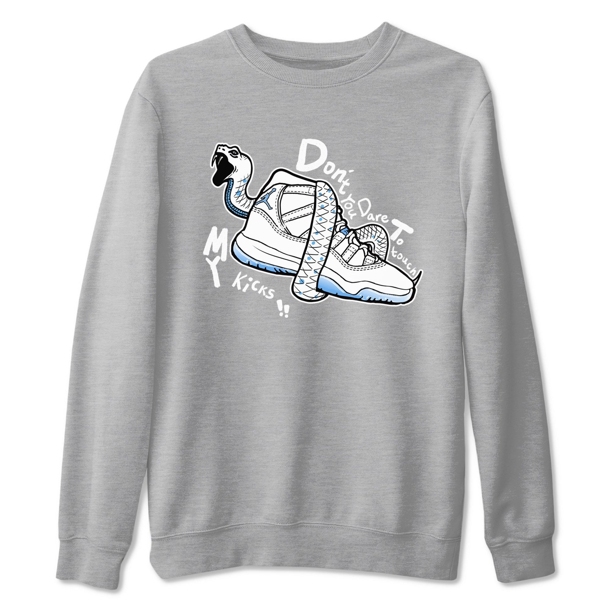 11s Legend Blue shirts to match jordans Don't Touch My Kicks best t shirts to wear with jordans AJ11 Retro Legend Blue match shoes to clothes SNRT Sneaker Tees unisex cotton Heather Grey 2 shirts