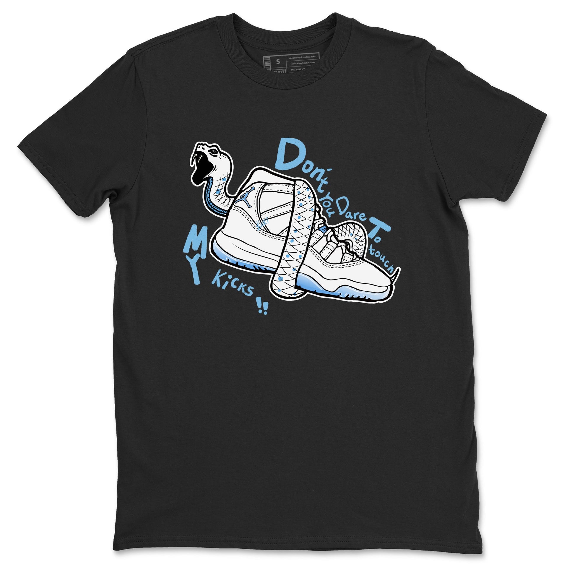 11s Legend Blue shirts to match jordans Don't Touch My Kicks best t shirts to wear with jordans AJ11 Retro Legend Blue match shoes to clothes SNRT Sneaker Tees unisex cotton Black 2 shirts