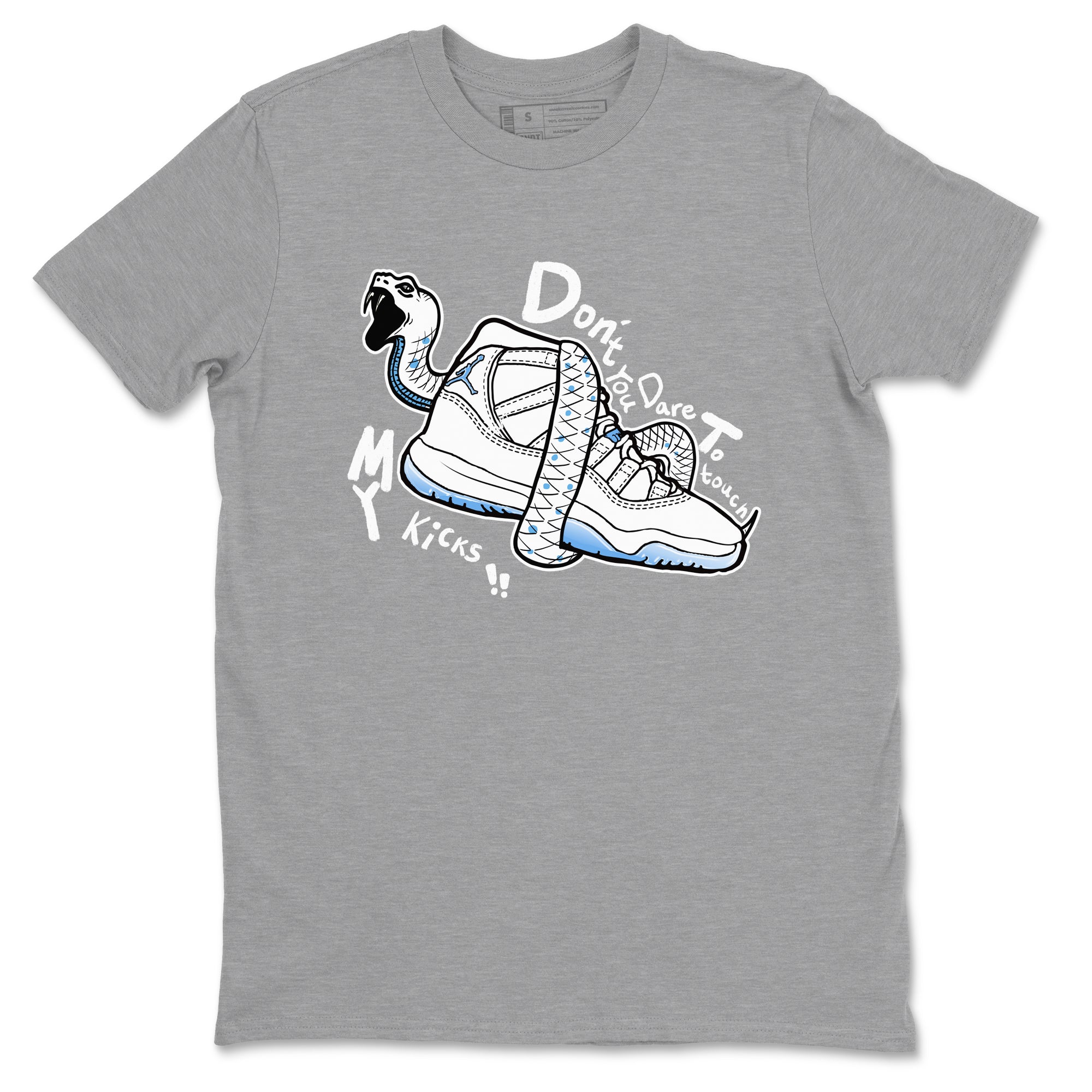 11s Legend Blue shirts to match jordans Don't Touch My Kicks best t shirts to wear with jordans AJ11 Retro Legend Blue match shoes to clothes SNRT Sneaker Tees unisex cotton Heather Grey 2 shirts