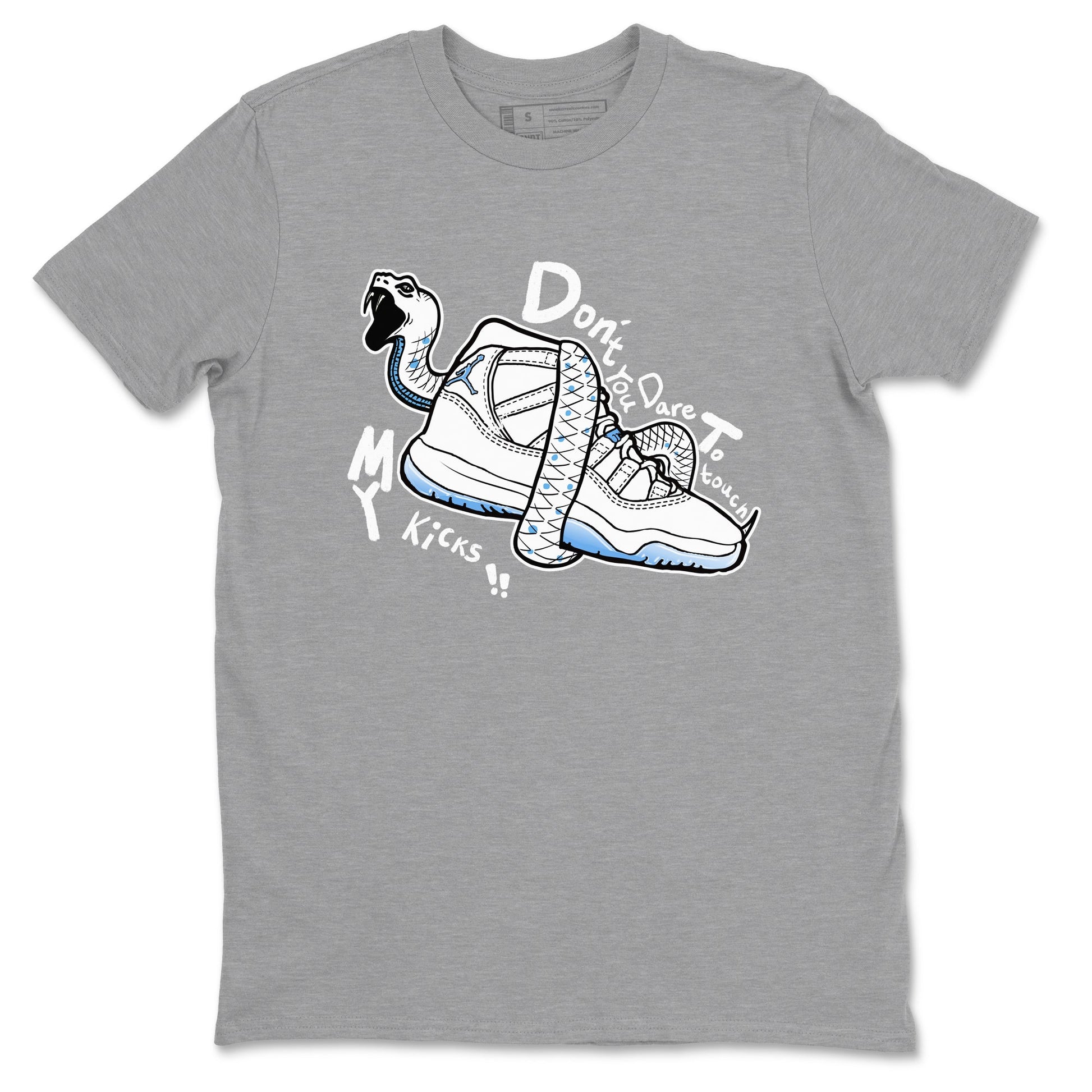 11s Legend Blue shirts to match jordans Don't Touch My Kicks best t shirts to wear with jordans AJ11 Retro Legend Blue match shoes to clothes SNRT Sneaker Tees unisex cotton Heather Grey 2 shirts