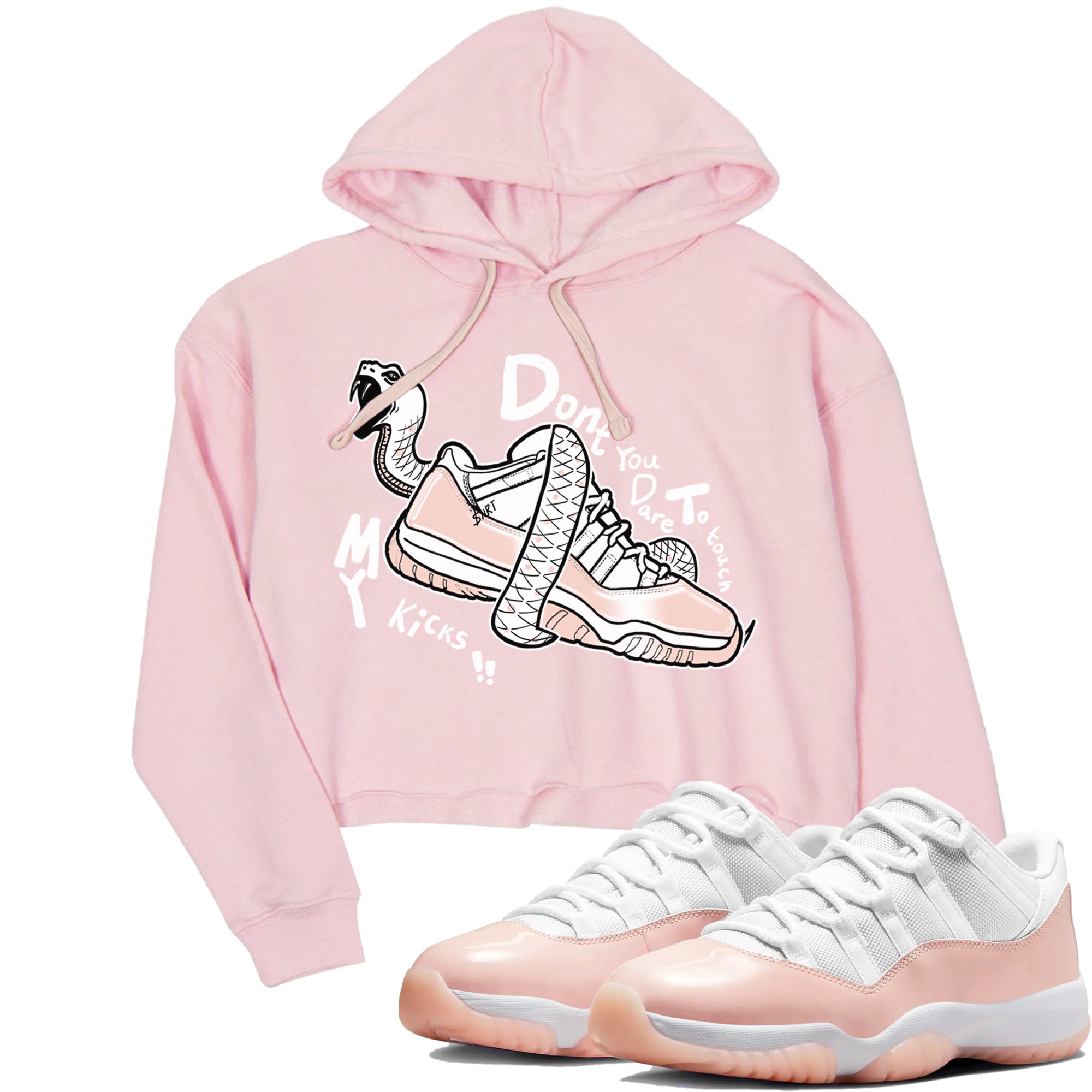 11s Legend Pink shirt to match jordans Don't Touch My Kicks sneaker tees Air Jordan 11 Legend Pink SNRT Sneaker Release Tees Pink 1 crop length shirt