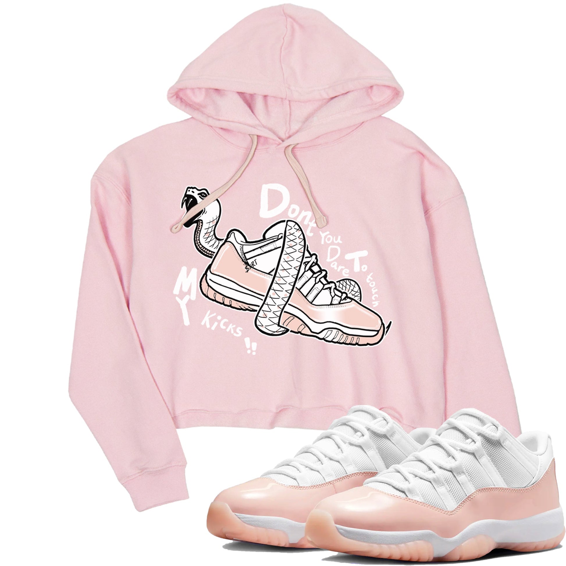 11s Legend Pink shirt to match jordans Don't Touch My Kicks sneaker tees Air Jordan 11 Legend Pink SNRT Sneaker Release Tees Pink 1 crop length shirt