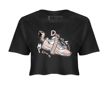 11s Legend Pink shirt to match jordans Don't Touch My Kicks sneaker tees Air Jordan 11 Legend Pink SNRT Sneaker Release Tees Black 2 crop length shirt