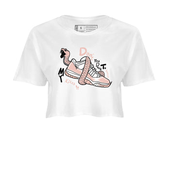 11s Legend Pink shirt to match jordans Don't Touch My Kicks sneaker tees Air Jordan 11 Legend Pink SNRT Sneaker Release Tees White 2 crop length shirt
