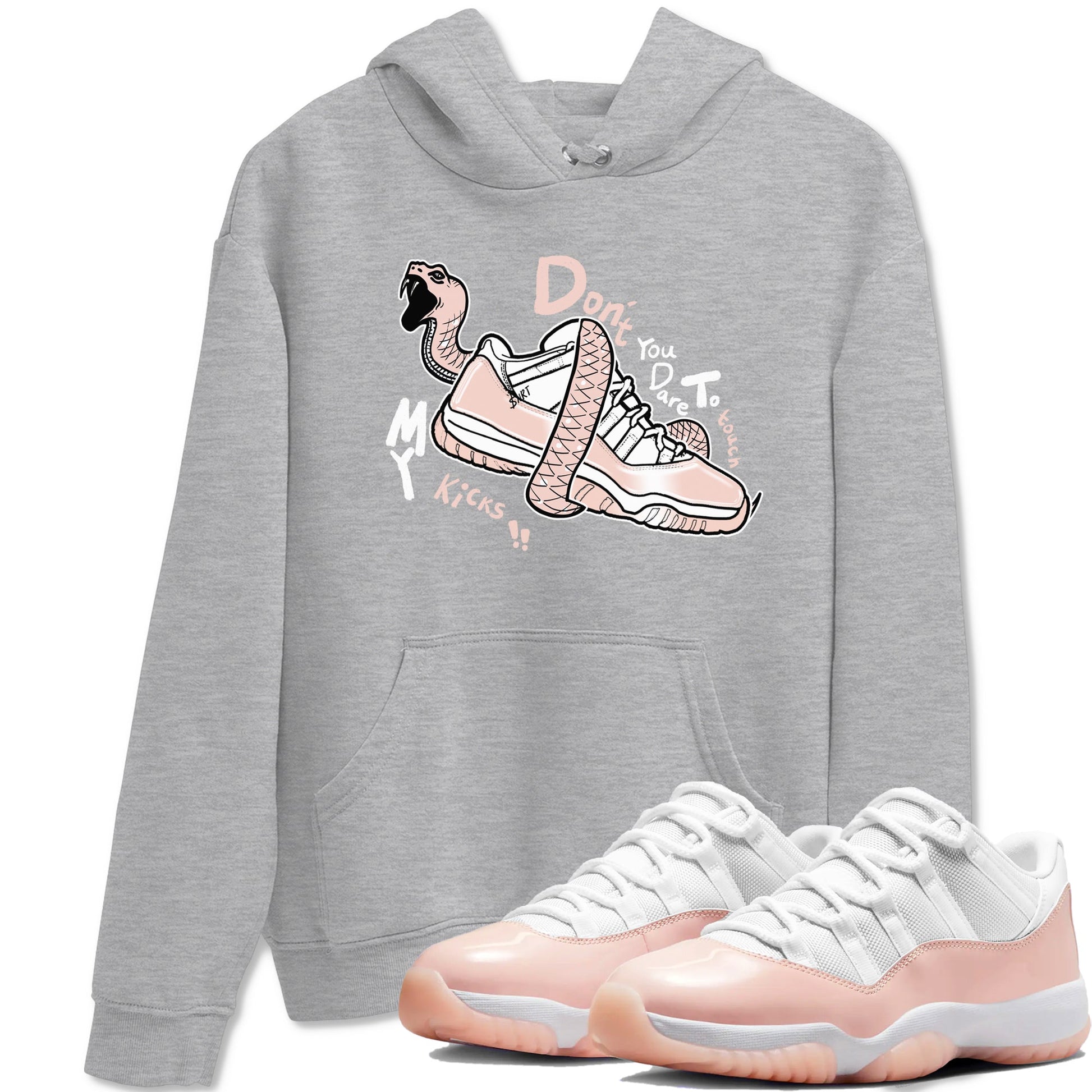 11s Legend Pink shirt to match jordans Don't Touch My Kicks sneaker tees Air Jordan 11 Legend Pink SNRT Sneaker Release Tees unisex cotton Heather Grey 1 crew neck shirt