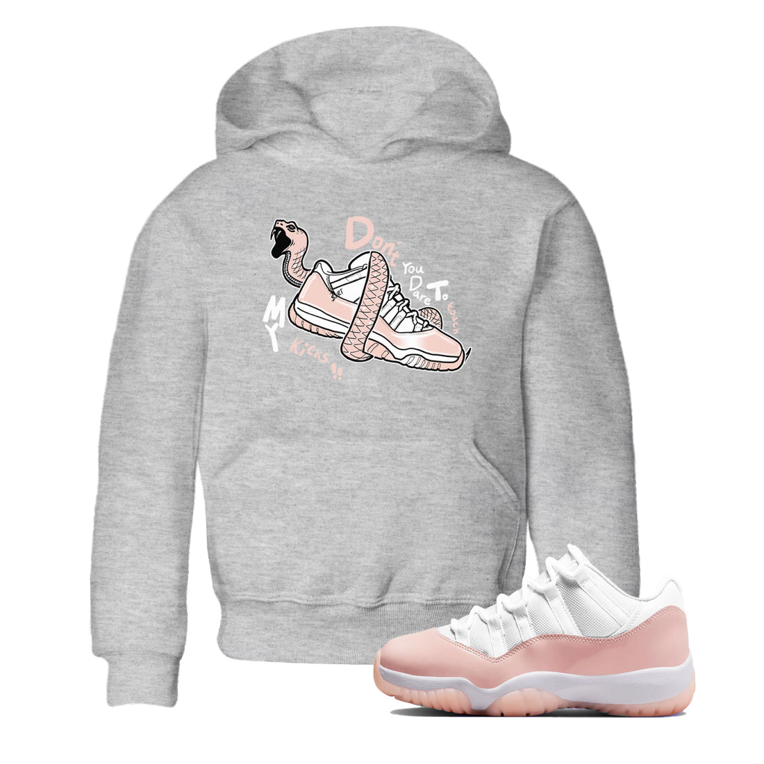 11s Legend Pink shirt to match jordans Don't Touch My Kicks sneaker tees Air Jordan 11 Legend Pink SNRT sneaker release tees baby toddler Heather Grey 1 cotton Shirt