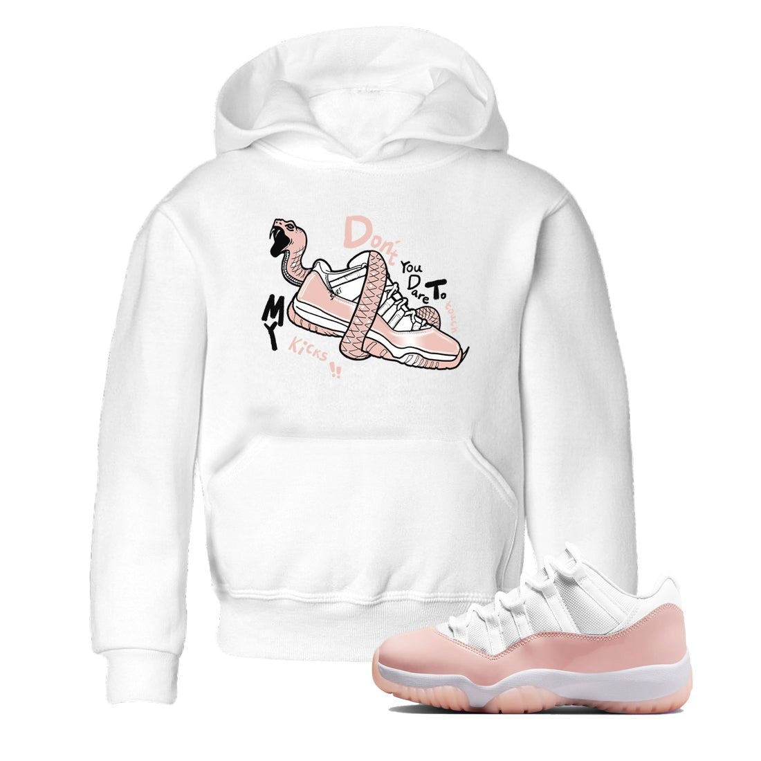 11s Legend Pink shirt to match jordans Don't Touch My Kicks sneaker tees Air Jordan 11 Legend Pink SNRT sneaker release tees baby toddler White 1 cotton Shirt