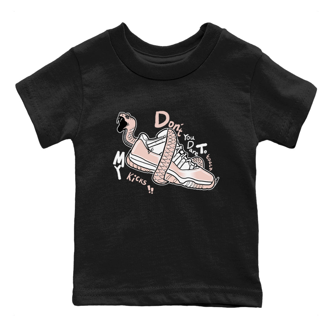 11s Legend Pink shirt to match jordans Don't Touch My Kicks sneaker tees Air Jordan 11 Legend Pink SNRT sneaker release tees baby toddler Black 2 cotton Shirt