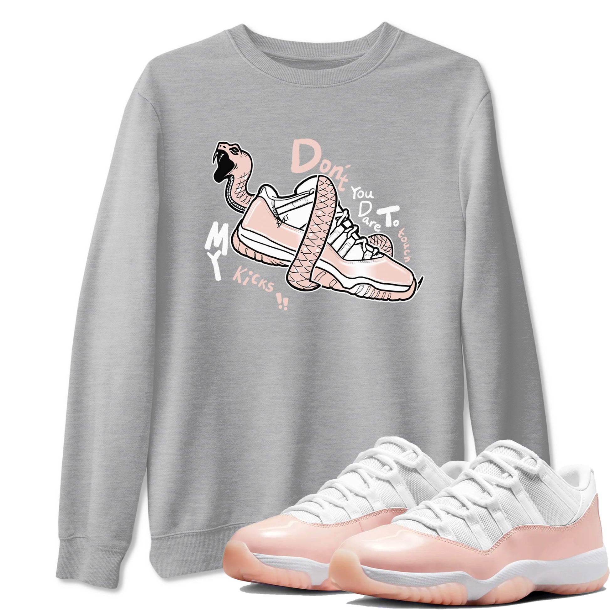 11s Legend Pink shirt to match jordans Don't Touch My Kicks sneaker tees Air Jordan 11 Legend Pink SNRT Sneaker Release Tees unisex cotton Heather Grey 1 crew neck shirt