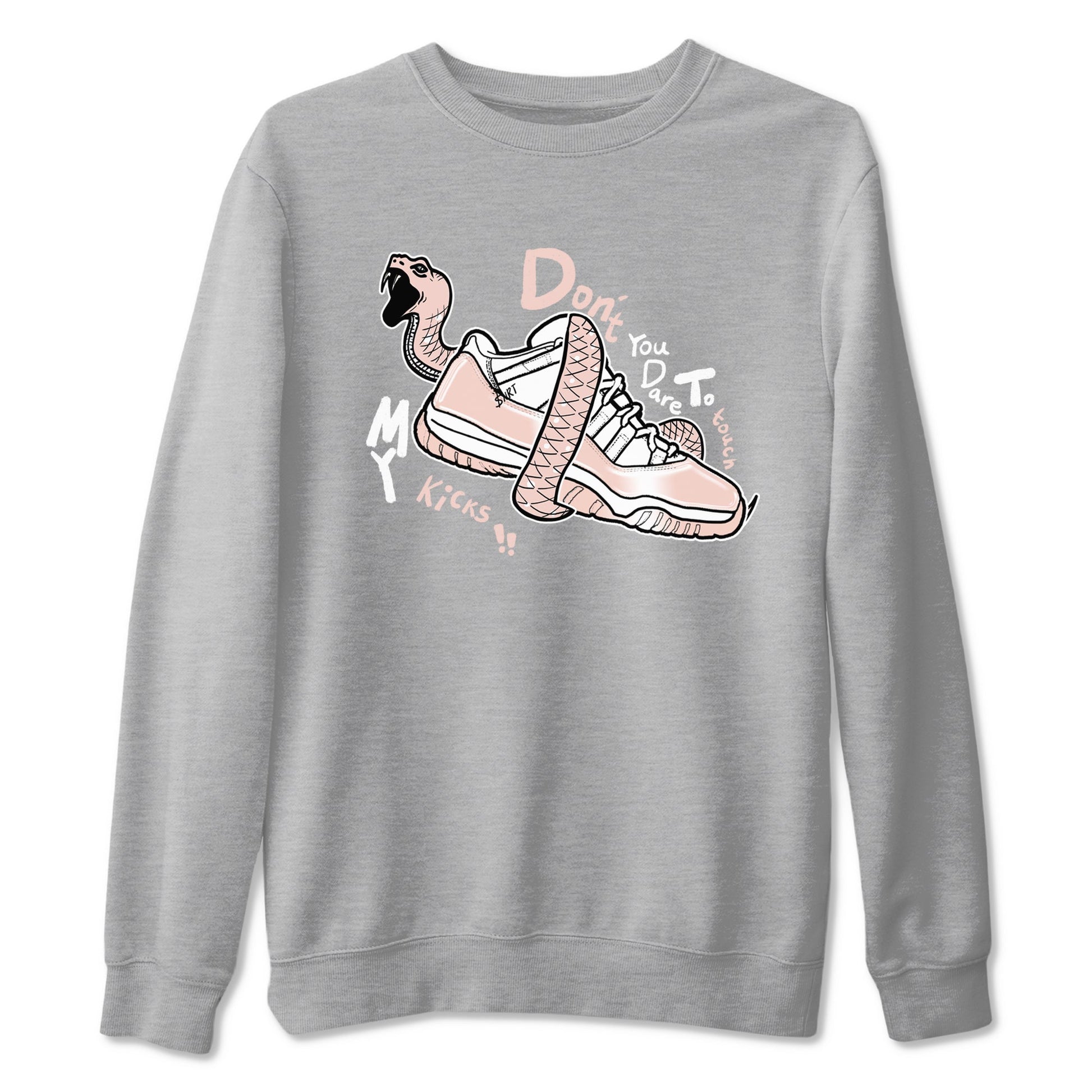 11s Legend Pink shirt to match jordans Don't Touch My Kicks sneaker tees Air Jordan 11 Legend Pink SNRT Sneaker Release Tees unisex cotton Heather Grey 2 crew neck shirt