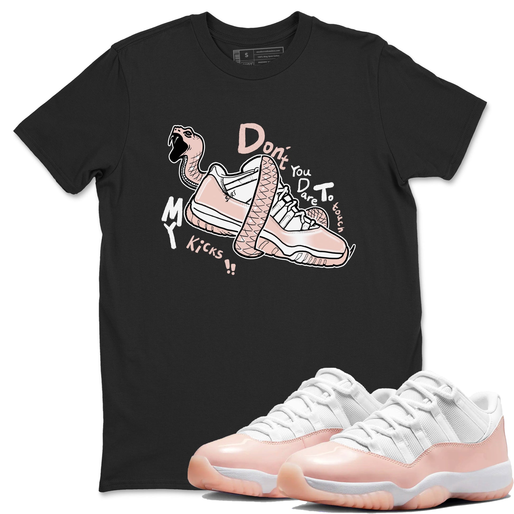 11s Legend Pink shirt to match jordans Don't Touch My Kicks sneaker tees Air Jordan 11 Legend Pink SNRT Sneaker Release Tees unisex cotton Black 1 crew neck shirt