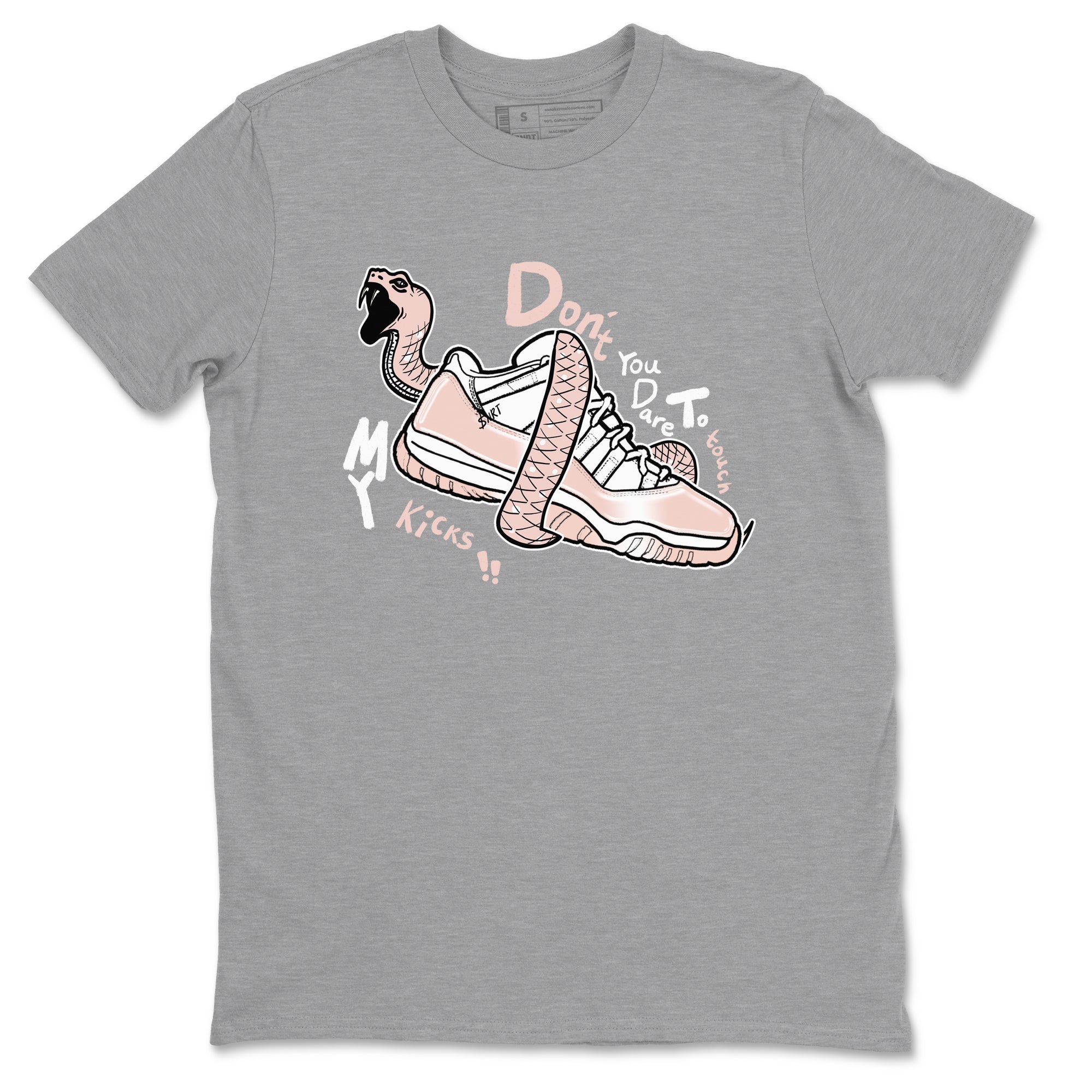 11s Legend Pink shirt to match jordans Don't Touch My Kicks sneaker tees Air Jordan 11 Legend Pink SNRT Sneaker Release Tees unisex cotton Heather Grey 2 crew neck shirt