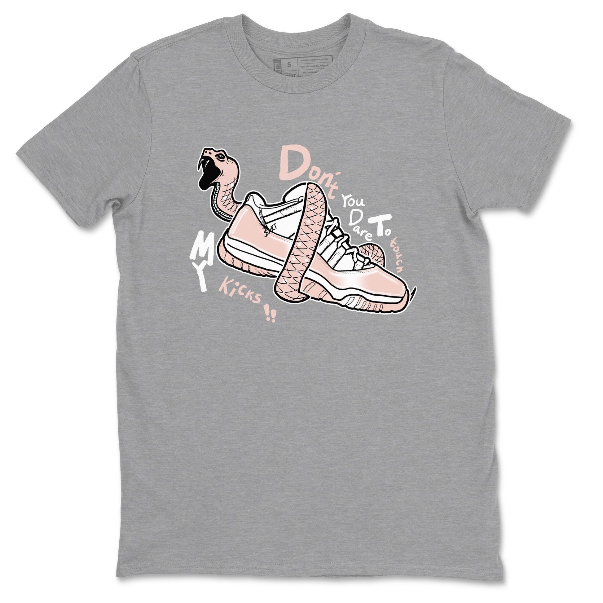 11s Legend Pink shirt to match jordans Don't Touch My Kicks sneaker tees Air Jordan 11 Legend Pink SNRT Sneaker Release Tees unisex cotton Heather Grey 2 crew neck shirt