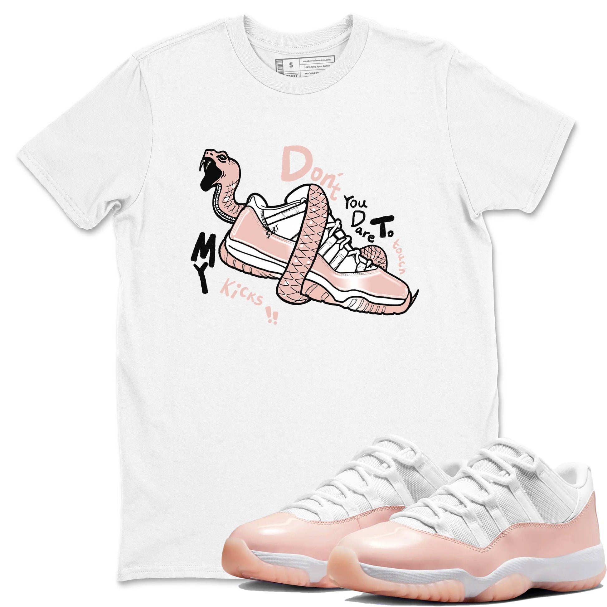 11s Legend Pink shirt to match jordans Don't Touch My Kicks sneaker tees Air Jordan 11 Legend Pink SNRT Sneaker Release Tees unisex cotton White 1 crew neck shirt