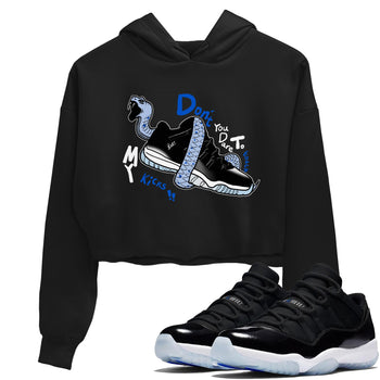 AJ11 Black and Varsity Royal shirt to match jordans Don't Touch My Kicks sneaker tees Air Jordan 11 Black/Varsity Royal SNRT Sneaker Release Tees Black 1 crop length shirt
