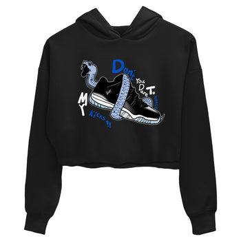 AJ11 Black and Varsity Royal shirt to match jordans Don't Touch My Kicks sneaker tees Air Jordan 11 Black/Varsity Royal SNRT Sneaker Release Tees Black 2 crop length shirt