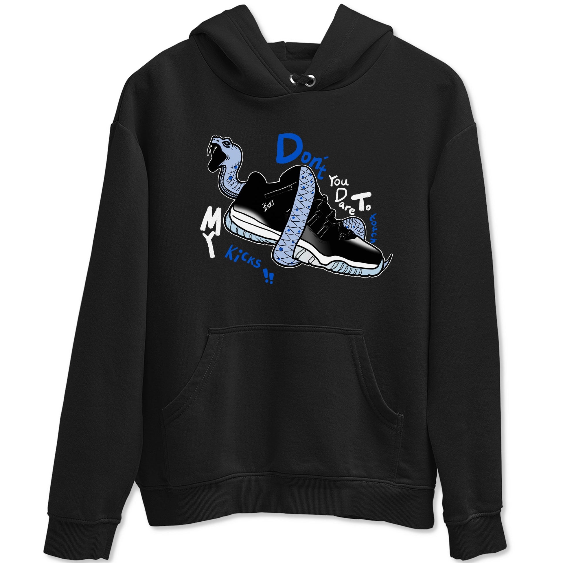AJ11 Black and Varsity Royal shirt to match jordans Don't Touch My Kicks sneaker tees Air Jordan 11 Black/Varsity Royal SNRT Sneaker Release Tees unisex cotton Black 2 crew neck shirt