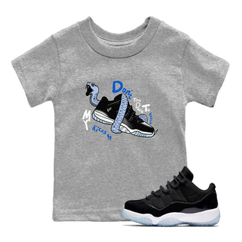 AJ11 Black and Varsity Royal shirt to match jordans Don't Touch My Kicks sneaker tees Air Jordan 11 Black/Varsity Royal SNRT sneaker release tees baby toddler Heather Grey 1 cotton Shirt