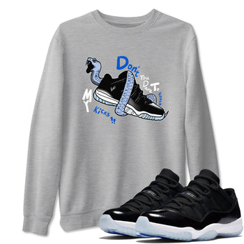 AJ11 Black and Varsity Royal shirt to match jordans Don't Touch My Kicks sneaker tees Air Jordan 11 Black/Varsity Royal SNRT Sneaker Release Tees unisex cotton Heather Grey 1 crew neck shirt