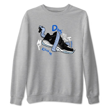 AJ11 Black and Varsity Royal shirt to match jordans Don't Touch My Kicks sneaker tees Air Jordan 11 Black/Varsity Royal SNRT Sneaker Release Tees unisex cotton Heather Grey 2 crew neck shirt