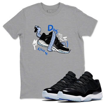 AJ11 Black and Varsity Royal shirt to match jordans Don't Touch My Kicks sneaker tees Air Jordan 11 Black/Varsity Royal SNRT Sneaker Release Tees unisex cotton Heather Grey 1 crew neck shirt