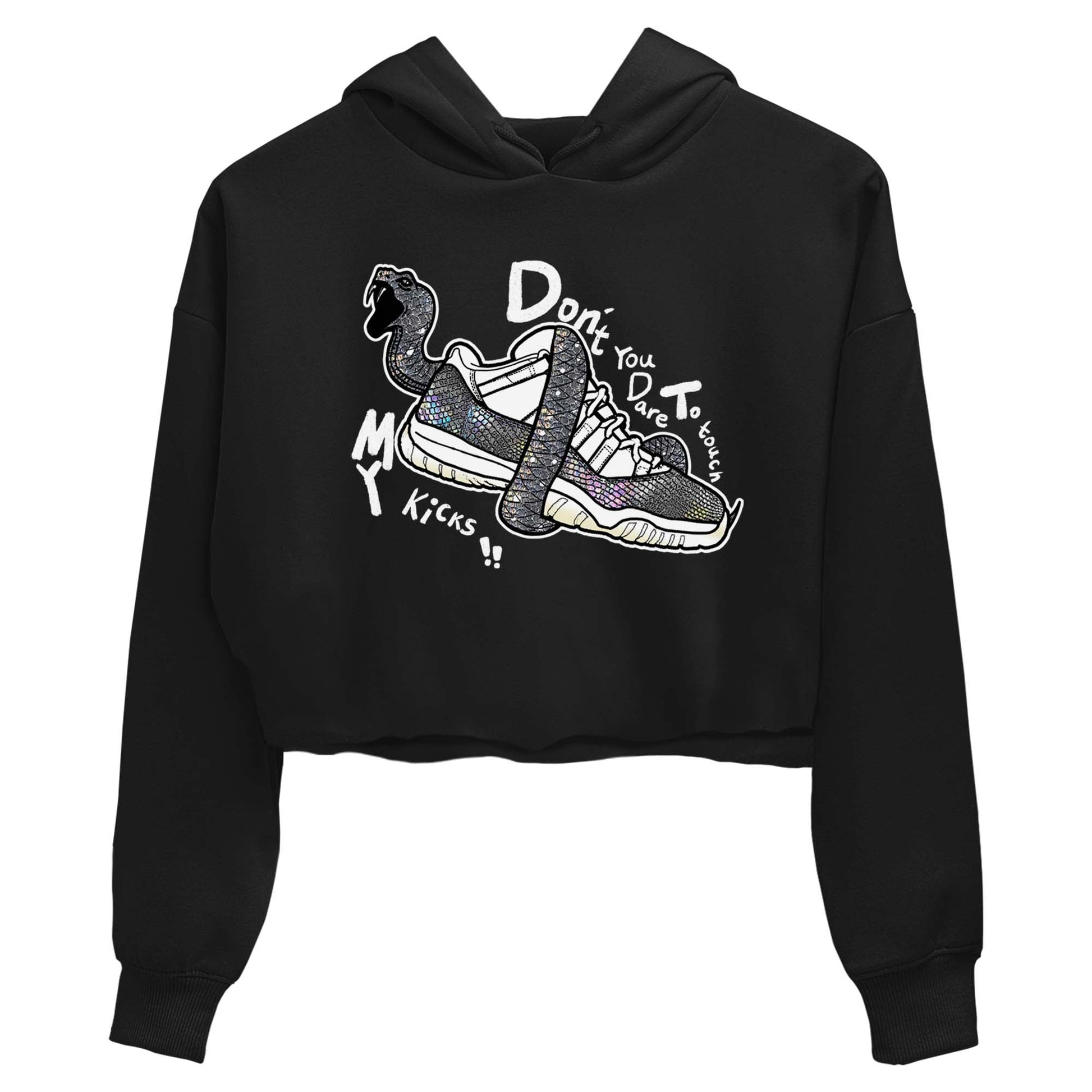 11s Year Of The Snake shirts to match jordans  Don't Touch My Kicks shirts to match jordans Air Jordan 11 Retro Low Year Of The Snake match shoes to clothes SNRT Sneaker Tees unisex cotton Black 2 crop tee