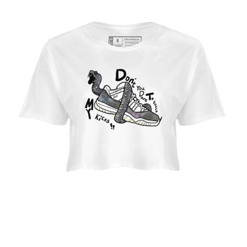 11s Year Of The Snake shirts to match jordans  Don't Touch My Kicks shirts to match jordans Air Jordan 11 Retro Low Year Of The Snake match shoes to clothes SNRT Sneaker Tees unisex cotton White 2 crop tee