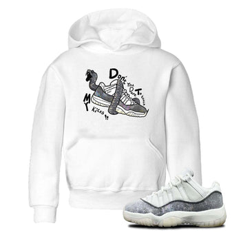 11s Year Of The Snake shirts to match jordans  Don't Touch My Kicks shirts to match jordans Air Jordan 11 Retro Low Year Of The Snake match shoes to clothes SNRT Sneaker Tees Youth Baby White 1 tee
