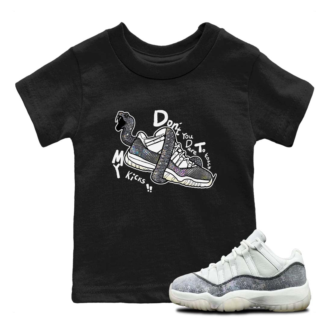 11s Year Of The Snake shirts to match jordans  Don't Touch My Kicks shirts to match jordans Air Jordan 11 Retro Low Year Of The Snake match shoes to clothes SNRT Sneaker Tees Youth Baby Black 1 tee