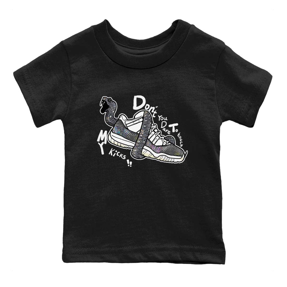 11s Year Of The Snake shirts to match jordans  Don't Touch My Kicks shirts to match jordans Air Jordan 11 Retro Low Year Of The Snake match shoes to clothes SNRT Sneaker Tees Youth Baby Black 2 tee