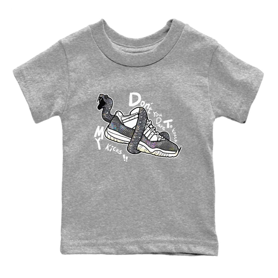 11s Year Of The Snake shirts to match jordans  Don't Touch My Kicks shirts to match jordans Air Jordan 11 Retro Low Year Of The Snake match shoes to clothes SNRT Sneaker Tees Youth Baby Heather Grey 2 tee