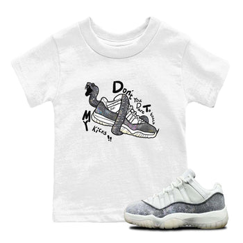 11s Year Of The Snake shirts to match jordans  Don't Touch My Kicks shirts to match jordans Air Jordan 11 Retro Low Year Of The Snake match shoes to clothes SNRT Sneaker Tees Youth Baby White 1 tee