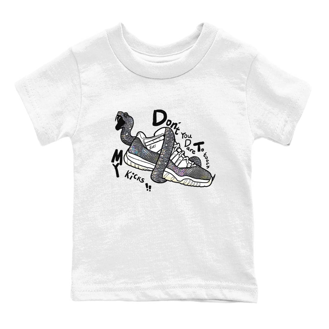 11s Year Of The Snake shirts to match jordans  Don't Touch My Kicks shirts to match jordans Air Jordan 11 Retro Low Year Of The Snake match shoes to clothes SNRT Sneaker Tees Youth Baby White 2 tee