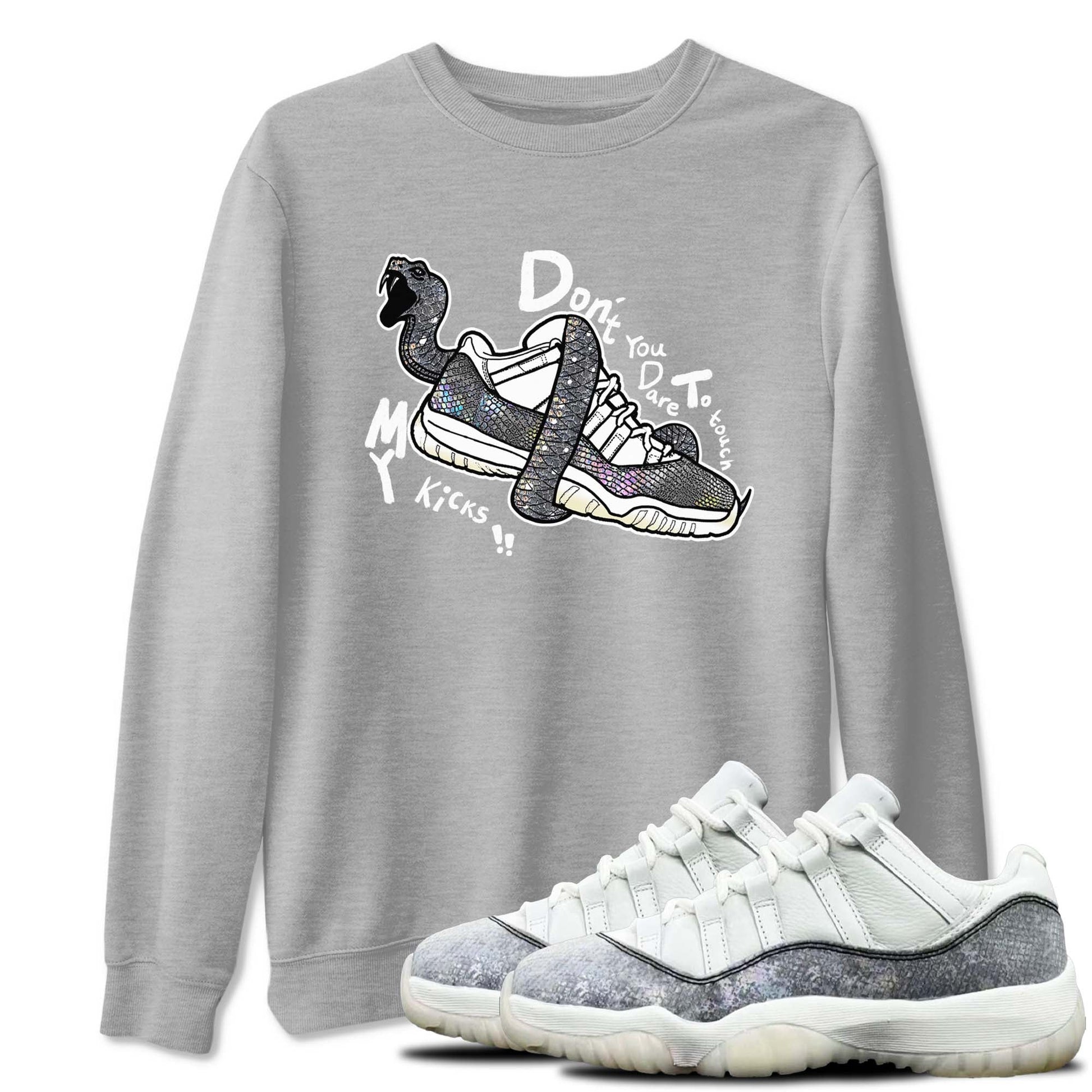 11s Year Of The Snake shirts to match jordans  Don't Touch My Kicks shirts to match jordans Air Jordan 11 Retro Low Year Of The Snake match shoes to clothes SNRT Sneaker Tees unisex cotton Heather Grey 1 shirts