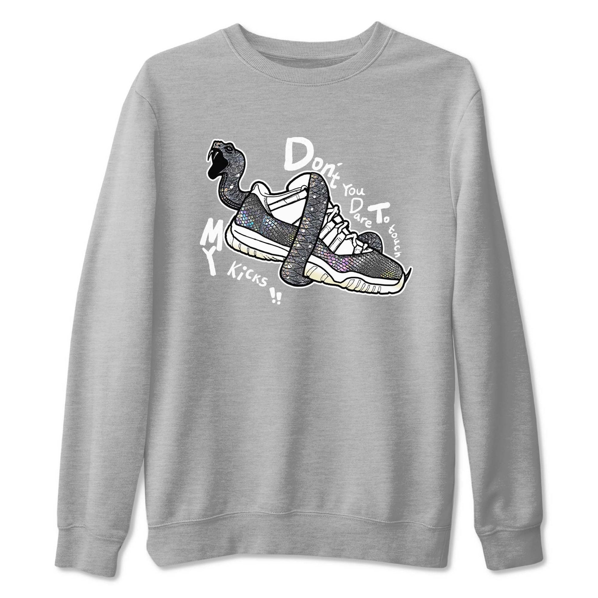 11s Year Of The Snake shirts to match jordans  Don't Touch My Kicks shirts to match jordans Air Jordan 11 Retro Low Year Of The Snake match shoes to clothes SNRT Sneaker Tees unisex cotton Heather Grey 2 shirts