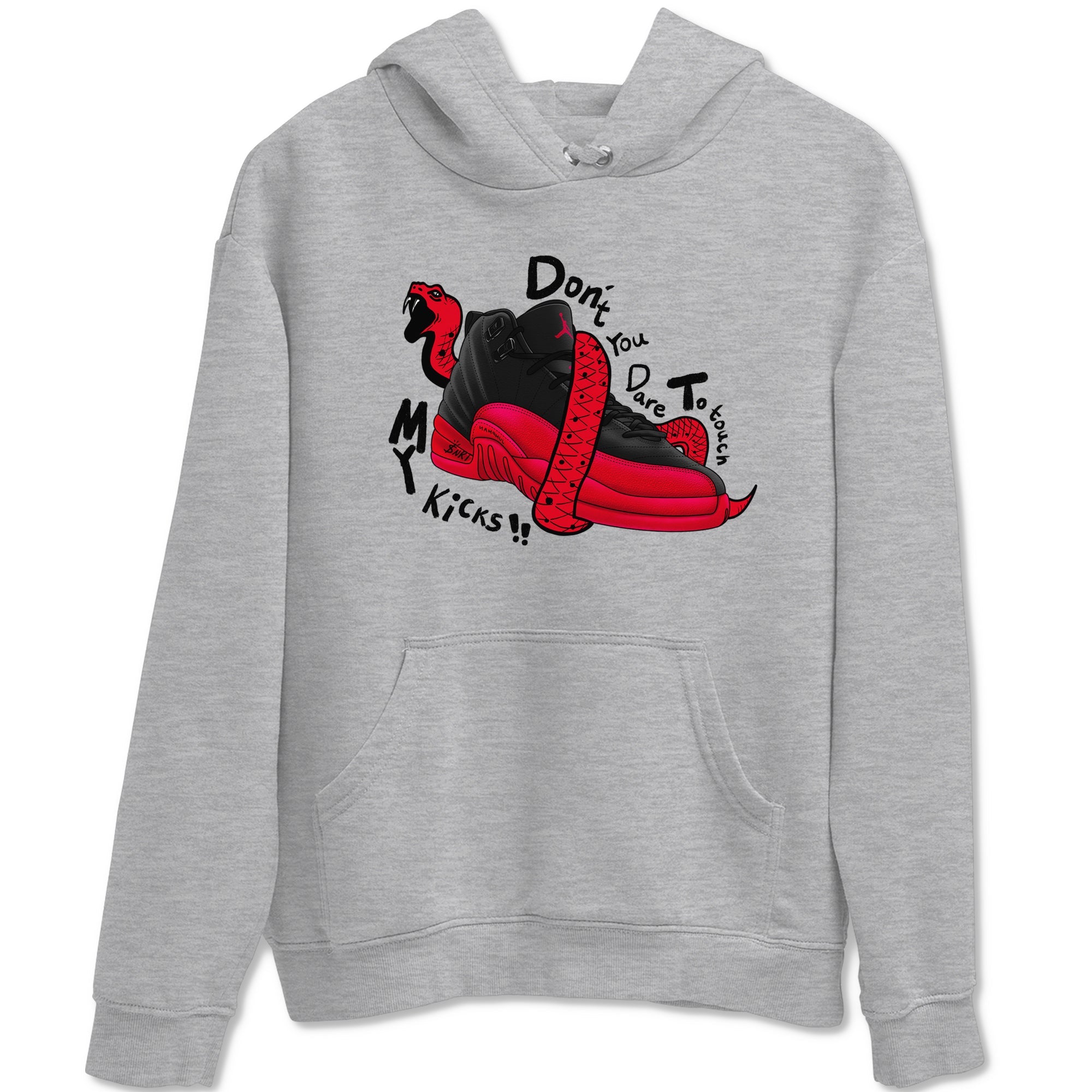 12s Flu Game shirts to match jordans Don't Touch My Kicks sneaker match tees Air Jordan 12 Retro Flu Game match shoes to clothes SNRT Sneaker Tees unisex cotton Heather Grey 2 shirts